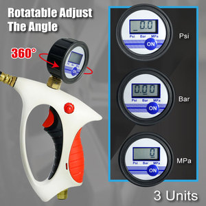 ปืนเติมลมยางดิจิตอล Lematec สายยาว 50 ซม. ช่องลมเข้า 1/4 นิ้ว พร้อมเกจวัดแรงดัน PSI/บาร์/MPa สำหรับรถยนต์ เครื่องอัดลมยาง เครื่องมือสำหรับอู่ซ่อมรถ - Product Image 2
