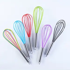 Silicone Handheld Mixer Manual Traditional Hand Stainless Steel Egg Whisk Beater