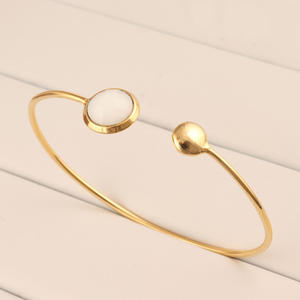 Best Quality Briolette Cut White Agate Bracelet <b>Gold</b>/silver <b>Plated</b> Professional Manufacturer Handmade Adjustable <b>Bangle</b> Bracelet - Product Image 3