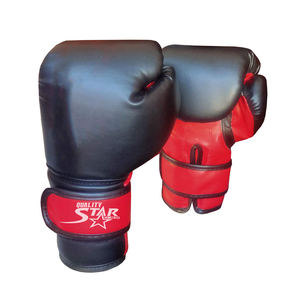 ถุงมือมวยสำหรับผู้ใหญ่ชายและหญิง,ถุงมือมวยย้อมสีดำแดงแบบเรียบ - Product Image 1