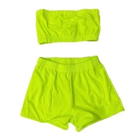 Nouveautés Ensemble deux pièces sexy pour femmes en Nylon/Coton, comprenant un soutien-gorge et un short à boutonnière à la cheville, avec empiècements perforés et panneaux, idéal pour le yoga, la gym et le fitness
