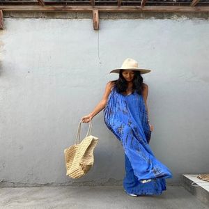 2022 nouveauté femmes été Floral surdimensionné combinaison cravate teinture imprimer Style doux parole longueur gland tissé méthode naturel - Product Image 1