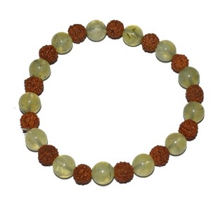 Buy Online Prahnite with Rudraksha <b>Bracelets</b> : Prahnite with Rudraksha <b>Bracelets</b> for Sale Handmade Healing Mascot Style - Product Image 1