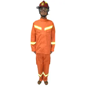 Pakaian Tahan Api Strip Reflektif, dengan Saku Kapasitas Besar, Seragam Penyelamatan Dapat Disesuaikan, MASUK TANPA Api Tahan Panas