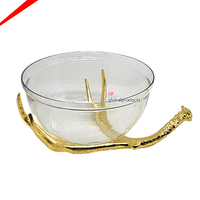 Bol à service en verre avec support en métal, salière et fruits de cuisine, décoration de la maison, 1 pièce