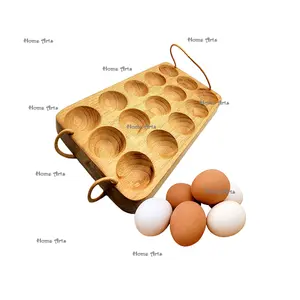 Fijnste Kwaliteit Houten Ei Dienblad Aangepaste Grootte En Vorm Houten Eierrek Voor Ei Opslag Lade Met Touw Handgrepen