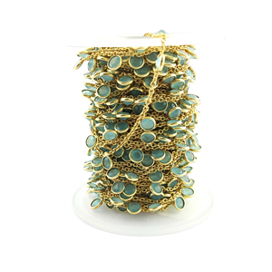 Turquoise Faceted 4mm Round Gemstone Fancy Bezel Chain Jewelry Making Components, Necklace/<b>Bracelet</b> Making Chain - Product Image 6