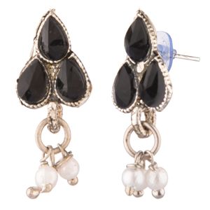 Indian Wholesale Jewelry Black CZ Crystal Faux Pearl Choker <b>Chain</b> Necklace <b>Earrings</b> Set Indian Jewellery Manufacturers - Product Image 6