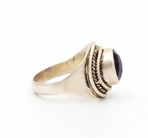 Vente en gros de pierres précieuses naturelles d'améthyste de forme ronde en argent sterling massif 925 faites à la main bijoux de bagues de mariage et de fête vintage - Product Image 2