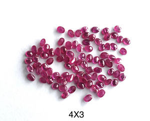 Gema de rubí Natural, piedra preciosa de corte facetado ovalado, 4x3mm, precio al por mayor - Product Image 1