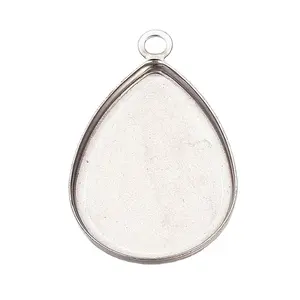 Stainless Steel Teardrop Bezel Cabochon Customization Pendant Tags Trays BEZEL DIY Jewelry Findings & Components