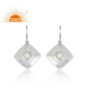 Boucles d'oreilles pendantes artisanales en perles et pierres précieuses oxydées, en argent 925, style bohème géométrique, pour grossistes et fabricants - Product Image 3