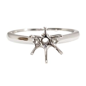 Bague de fiançailles et de mariage semi-montée en or blanc massif 18 carats avec diamant central véritable 1,5 carat, sertie 6 griffes, pour style classique - Product Image 1