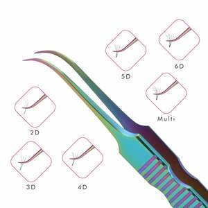 Stz — pincettes à pointe incurvée pour faux cils, couleur arc-en-ciel, pour Extension de cils, étiquette privée, nouvel arrivage - Product Image 2