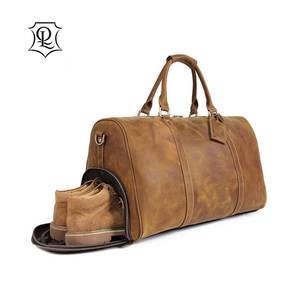 Bolso grande de cuero marrón para hombre, bolsa de viaje con compartimiento para zapatos - Product Image 1