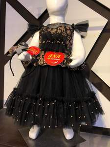 Élégant ensemble de robes à imprimé floral en satin noir pour filles et nouveau-nés nouveauté vêtements de fête pour les fêtes de printemps pour les enfants - Product Image 5