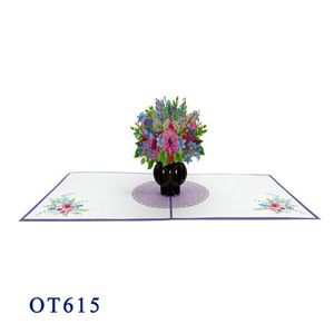 Venta al por mayor hecho a mano 3D Pop-up tarjeta florero Poppin flores Vietnam artesanía estilo papel recuerdo con impresión Offset para regalos de cumpleaños - Product Image 4