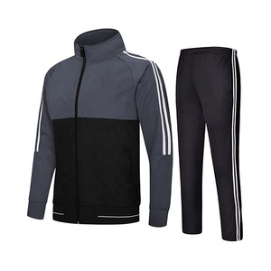 Survêtement Homme Bleu et Blanc Color Block, Fermeture Éclair Intégrale, Col Montant, Grande Taille, Respirant, Extensible dans les Quatre Sens, Écologique - Product Image 3