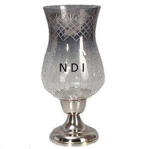 Bougeoir pilier décoratif dernière conception en laiton finition antique lampe à bougie arrondie avec cheminée en verre - Product Image 6