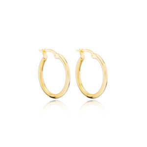 Pendientes de aro minimalistas de 20 mm hechos a mano, Plata de Ley 925 turca, joyería para mujer - Product Image 1