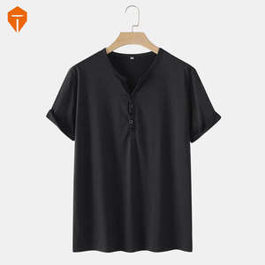 Mens Basics Solid Color Half Button Short Sleeve T-Shirt - Product Image 5