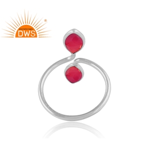 Elegant Pink Chalcedony Gemstone Bezel Setting Wedding Party 925 Sterling <b>Silver</b> <b>Ring</b> Jewelry - Product Image 3