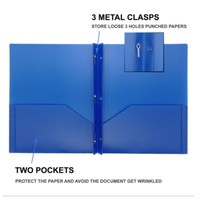 Carpeta de plástico duro con clavijas, colores surtidos, 3 sujetadores de Metal, plástico