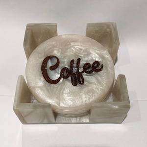 HANDMADE Stand Resin Coffee Tea Coaster ENGRAVING COASTER sets resin coaster set high quality acrylic set high - Product Image 2