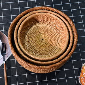 Handmade <b>Rattan</b> Wicker Basket Bowls Elegant <b>Storage</b> <b>Boxes</b> & Bins - Product Image 3