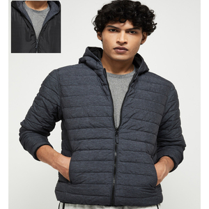 Wholesale Custom Logo <b>Winter</b> Blank Black Reversible Hooded Waterproof <b>Thick</b> Cotton Filled Men Bomber Jackets & <b>Coats</b> - Product Image 1