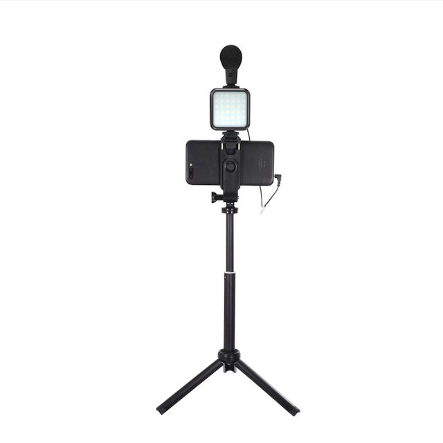 Portable KIT-06LM LED Light Tripod Video Recording Smart Phone Vlogging Kit with Microphone