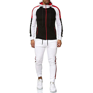 100% Cotton Hoodies and <b>Jogger</b> Fashion Tracksuit Wholesale OEM ODM SERVICES Stripped Panel Zipper Hoodies Suit New Style 2025 - Product Image 1