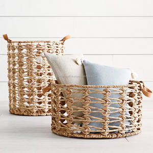 High-quality durable Vietnam handmade 100% natural water hyacinth storage basket wholesale