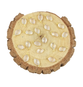 Pendentif pierre de naissance en quartz rose en forme de marquise en argent sterling avec or vermeil Cadeau avec diamant et cristal - Product Image 6