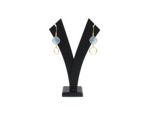 Calcédoine bleue faite à la main en argent Sterling crochet ethnique boucles d'oreilles fil plaqué or enveloppé pour les mariages fêtes mode bijoux cadeau - Product Image 2