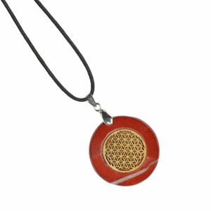 Compre un colgante de jaspe rojo Flor de la Vida |   Mayorista de colgantes de jaspe rojo Flor de la Vida - Product Image 1