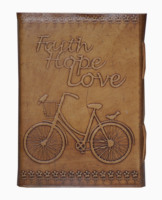 Diario de cuero genuino hecho a mano 100% Vintage Color carbón patrón de bicicleta cuaderno de bocetos y cuaderno en blanco Páginas Blancas planificador de día