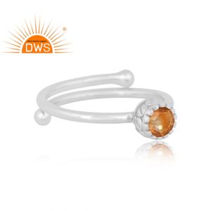 แหวนเงินแท้คุณภาพดีเยี่ยมประดับพลอยซิทรินธรรมชาติ ปี 2026 สำหรับผู้หญิง ผลิตโดยผู้ผลิตเครื่องประดับ - Product Image 3