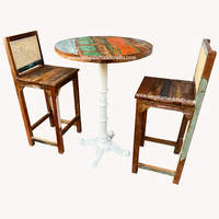 Table et chaises de Bar en fer, ensemble Vintage industriel, rond et rustique, indien, en bois massif, Style Restaurant, café, Pub, Bar, meubles, 9 pièces
