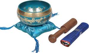 Conjunto de bandera de oración budista tibetana tradicional OSNICA Gong y platillos hechos a mano con diseño único - Product Image 4