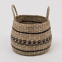 Tissé à la main petit jonc de mer africain jouet vêtements panier à linge classique rotin tissé stockage avec poignées pliables pour la cuisine