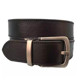 Ceinture garantie à vie, en cuir de cowboy Super doux, décontractée, de couleur noir et brun avec boucle en laiton finition argent antique - Product Image 2