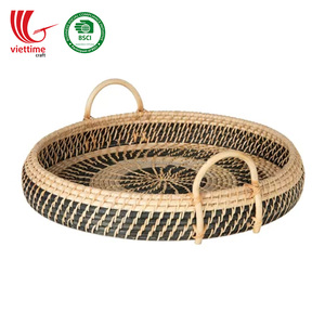 Plateau en rotin naturel Design rond fabriqué au VietNam, livraison gratuite, vente en gros - Product Image 3