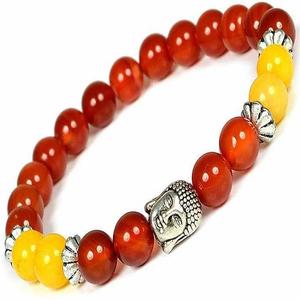 Handmade <b>Carnelian</b> & Buddha Bead <b>Bracelet</b> Spiritual Gemstone Accessory - Product Image 2