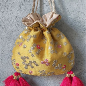 NEW--STYLISH---POTLI--BAGS WITH--ELEGANT-EMBELLISHED WITH ZARDOZI FOR WORK-PARTY & <b>WEDDING</b>---2021. - Product Image 1