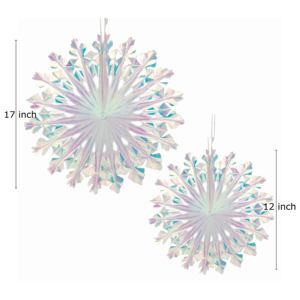 Iridescent Star Snowflake Hanging Ornament Holographic Film Christmas Party Indoor <b>Wall</b> <b>Decoration</b> - Product Image 3