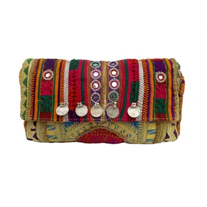 थोक भारतीय हस्तनिर्मित बंजारा विंटेज सिक्का Colourfull क्लच, हिप्पी आदिवासी Boho सिक्का पर्स