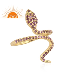 Anillo de Plata de Ley 925 con Diseño de Serpiente y Piedras Preciosas de Amatista Natural y Peridoto, Tendencia 2026, para Fabricantes de Joyería Unisex - Product Image 3