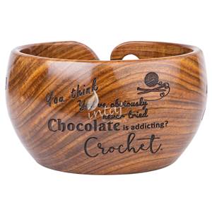 Engraved Text wooden Bowl Handcrafted Wooden Knitting and Crocheting Bowl Yarn Storage Bowl/Holder-Large-STAR INDIA CRAFT