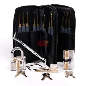 china wholesale 24 pcs plastic single pin lock picks with three training clear plastic padlock lock pick set locksmith supplies